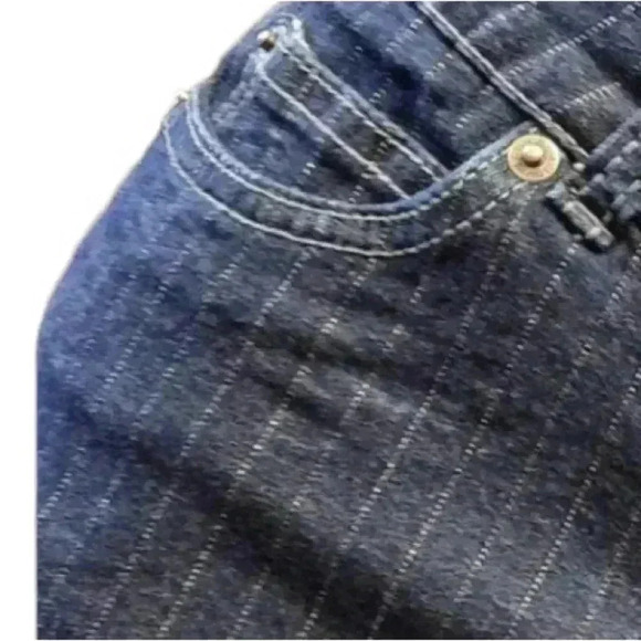 Bongo Vintage Pinstripe Denim Pencil Mini Skirt Size 5 - Picture 11 of 14